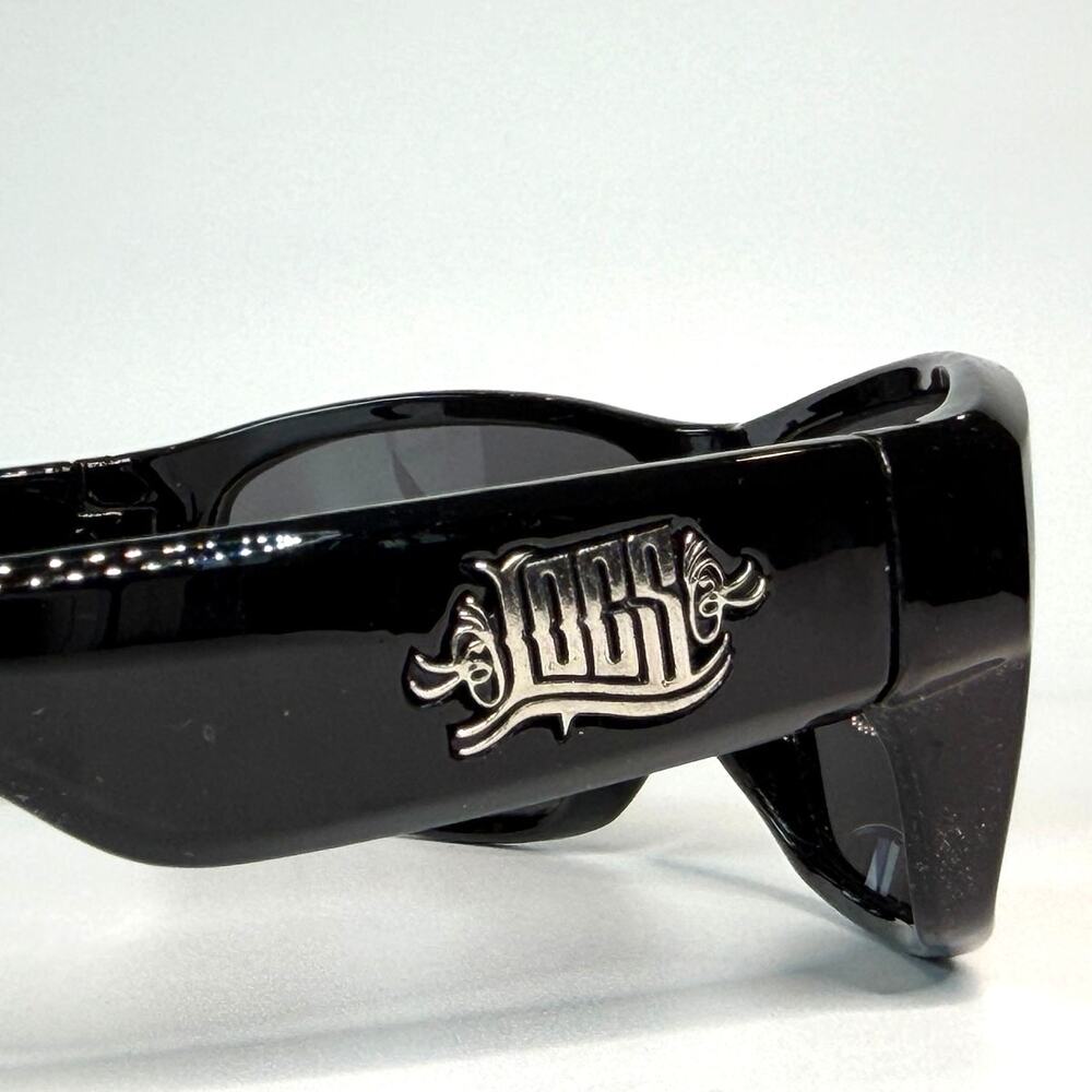 Locs Authentic OG Men's Smoke Lens UV400 Gloss Black Wrap Motorcycle Sunglasses